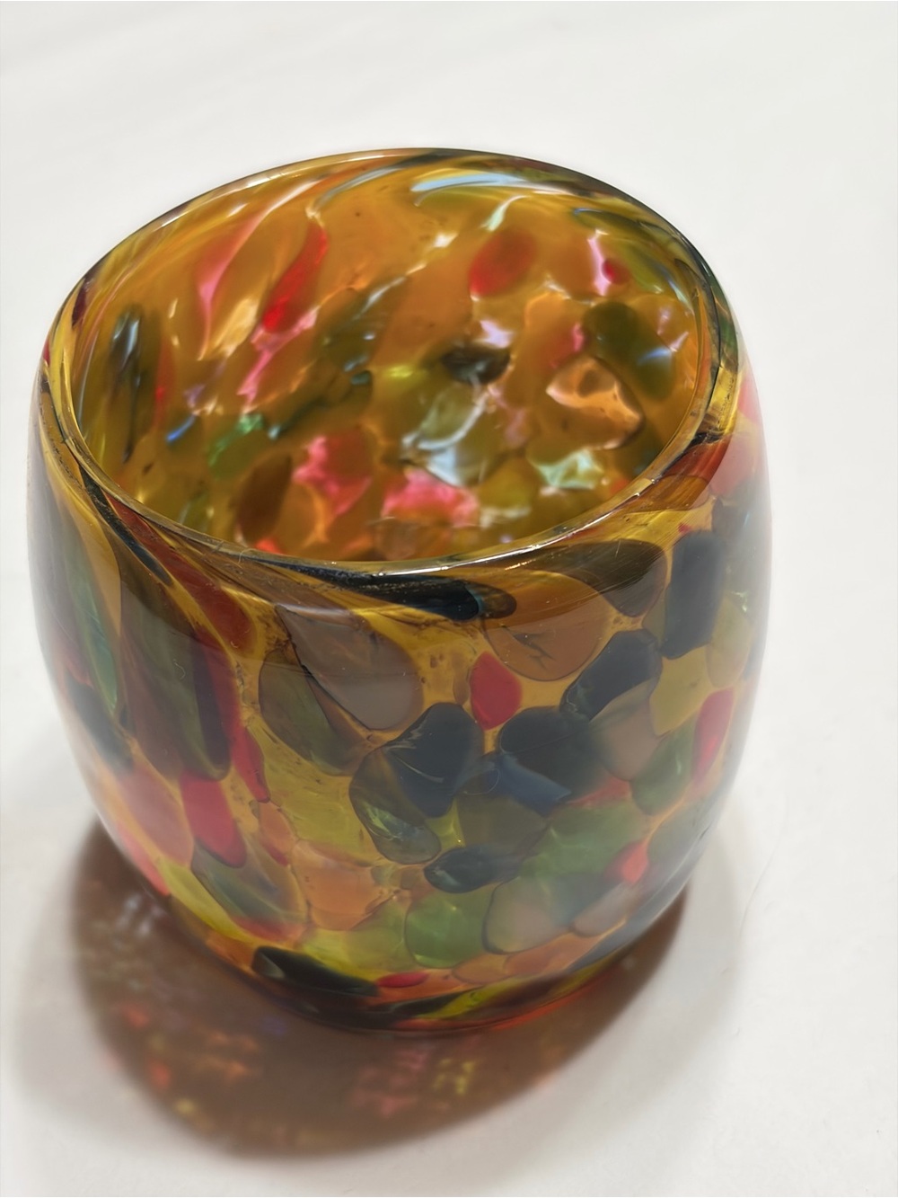 Handblown Multicolor Art Glass Vase - Amber & Jewel Tones - Picture 4 of 9